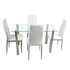 4PCS Dinning table set Tempered Glass Dining Table with Chairs kitchen table glass table dining set furniture Shipping from US