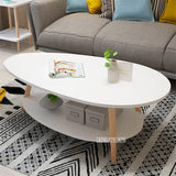 E5014 Modern Simple Living Room Round Tea Table Side Table Creative Double Layer Balcony Small Manmade Board Coffee Table