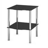 Panana Modern 2 Tiers Glass Side End Coffee Lamp Table Minimalist Display Stand Shelf Sofa Side Small Table Black/Clear