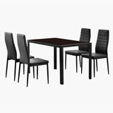 Simple Fashion Dinning Table Set 4 Chairs Black Glass Table And Chairs Set Elegant High Backrest Dinning Chair