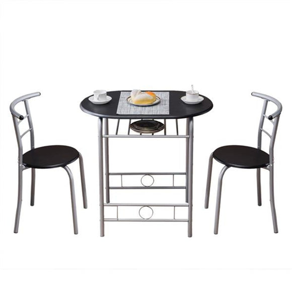 PVC Breakfast Table (One Table and Two Chairs) Black Dinning Table and chairs Kitchen Set