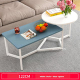 Modern Simple Steel Frame Combination Tea Table 2 In 1 Living Room Side Table Double Color Manmade Board Round Coffee Table