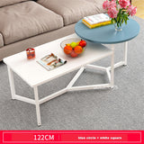 Modern Simple Steel Frame Combination Tea Table 2 In 1 Living Room Side Table Double Color Manmade Board Round Coffee Table