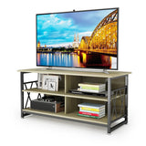 DEWEL Wood TV Stand Modern Multipurpose Home Furniture Storage Console Entertainment Media Center with 4 Open Storage Shelves