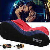 Inflatable Lounge Chair With 4 Handcuffs For Adult Couple Love Games Rocking Chair Sexy Red Folding Bed Sofas Velvet Soft