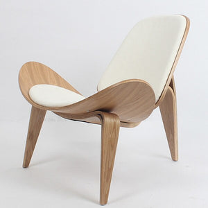 Hans Wegner Style Three-Legged Shell Chair Ash Plywood Fabric Upholstery Living Room Furniture Modern Lounge Shell Chair Replica