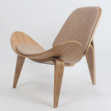 Hans Wegner Style Three-Legged Shell Chair Ash Plywood Fabric Upholstery Living Room Furniture Modern Lounge Shell Chair Replica