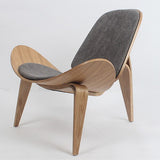 Hans Wegner Style Three-Legged Shell Chair Ash Plywood Fabric Upholstery Living Room Furniture Modern Lounge Shell Chair Replica