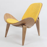 Hans Wegner Style Three-Legged Shell Chair Ash Plywood Fabric Upholstery Living Room Furniture Modern Lounge Shell Chair Replica