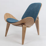 Hans Wegner Style Three-Legged Shell Chair Ash Plywood Fabric Upholstery Living Room Furniture Modern Lounge Shell Chair Replica