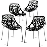 Set of 4 Dining Birch Sapling Accent Armless Side Chairs Morden Steel Ergonomic Design Home Dining Room Chairs HW59405-4