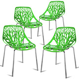 Set of 4 Dining Birch Sapling Accent Armless Side Chairs Morden Steel Ergonomic Design Home Dining Room Chairs HW59405-4