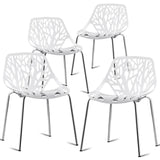 Set of 4 Dining Birch Sapling Accent Armless Side Chairs Morden Steel Ergonomic Design Home Dining Room Chairs HW59405-4