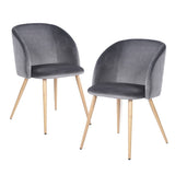 EGGREE Set of 2pcs Modern Velvet Accent Dining  Armchair for Bedroom, Kitchen - Grey - 2-8days EU warehouse