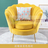 Single sofa Nordic net red light luxury balcony bedroom clothing store fabric flannel bed and breakfast ins metal sofa