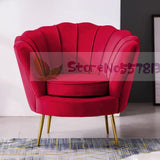 Single sofa Nordic net red light luxury balcony bedroom clothing store fabric flannel bed and breakfast ins metal sofa