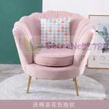 Single sofa Nordic net red light luxury balcony bedroom clothing store fabric flannel bed and breakfast ins metal sofa